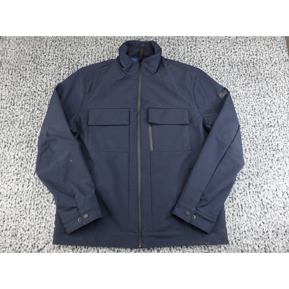 Michael Kors Softshell Jacket Mens Large Navy Blue Full Zip Utility MK Logo